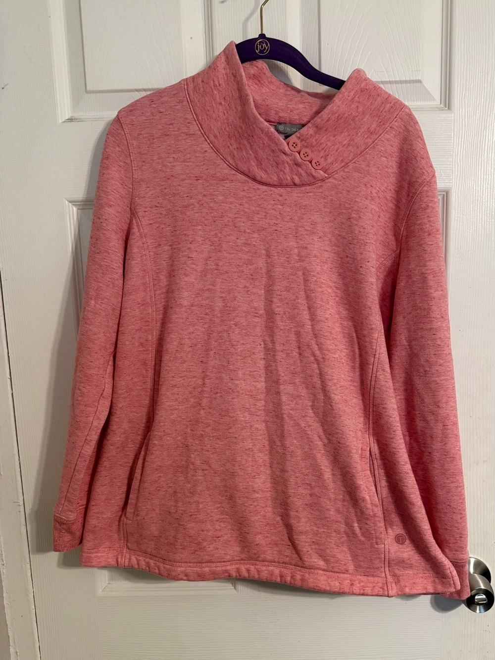 Talbots Pink Button-Trim Cowl Neck Sweater